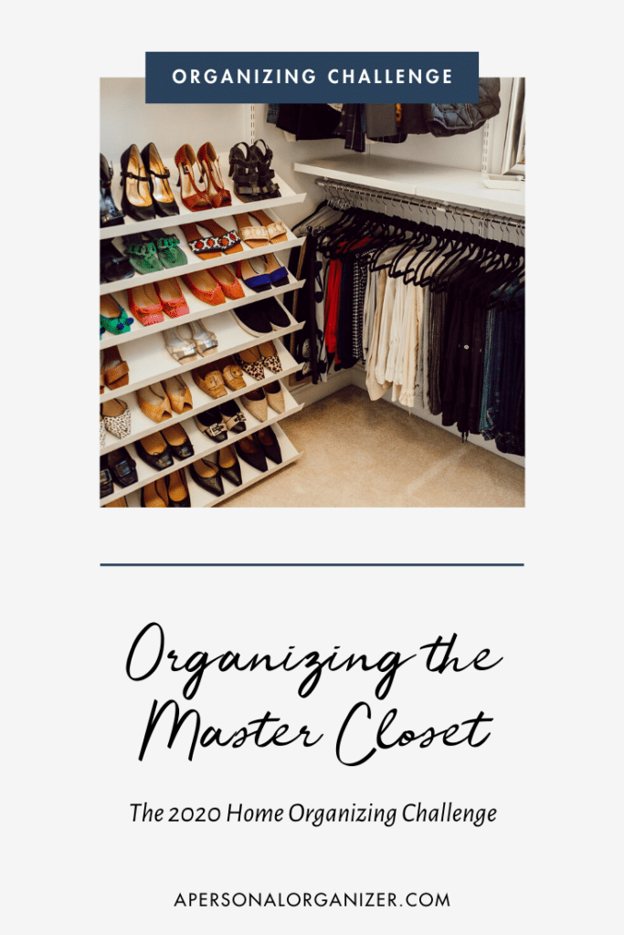 Organized master closet with the Elfa system by The Container Store