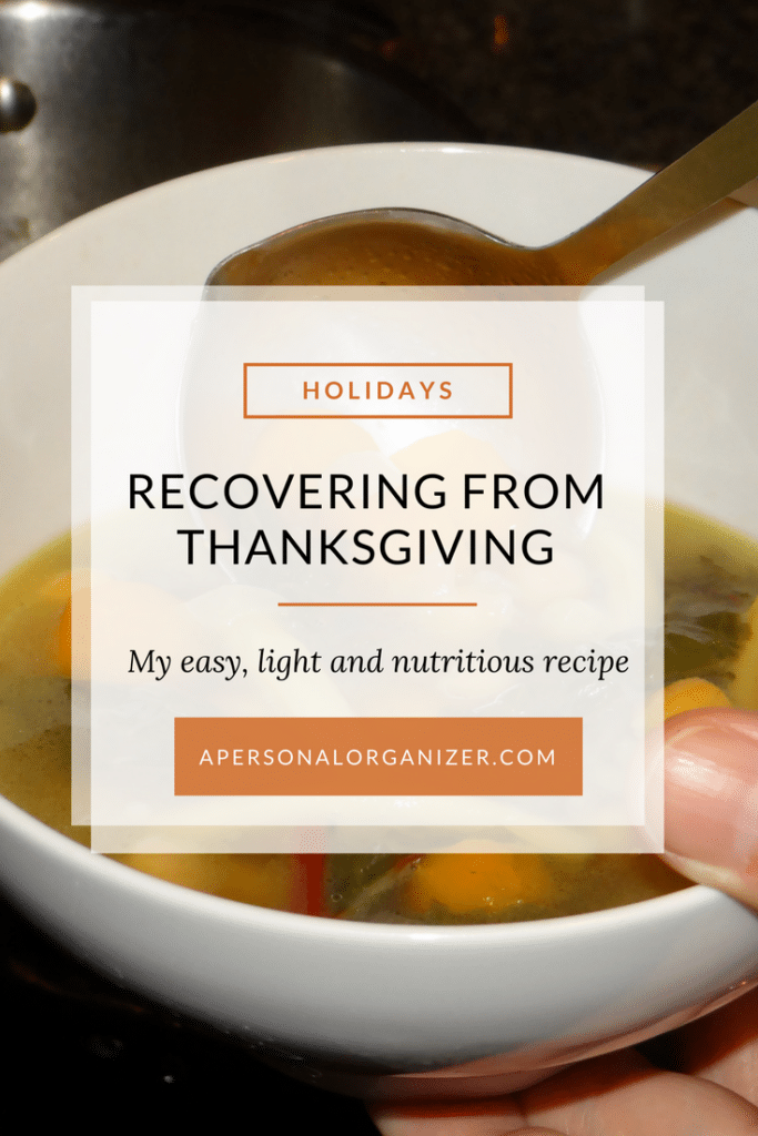 Recovering from Thanksgiving. A easy, light and nutritious soup.
