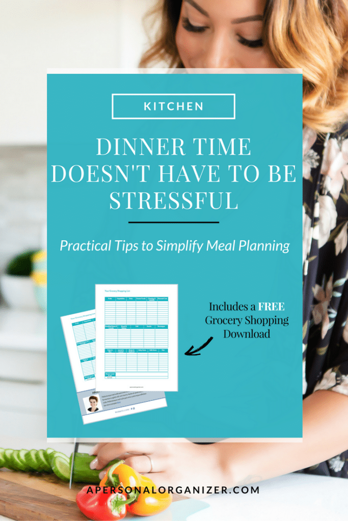 Dinner time doesn't have to be stressful. Tips to implement today and make dinner time easier and healthier. Plus, a FREE grocery planner download!