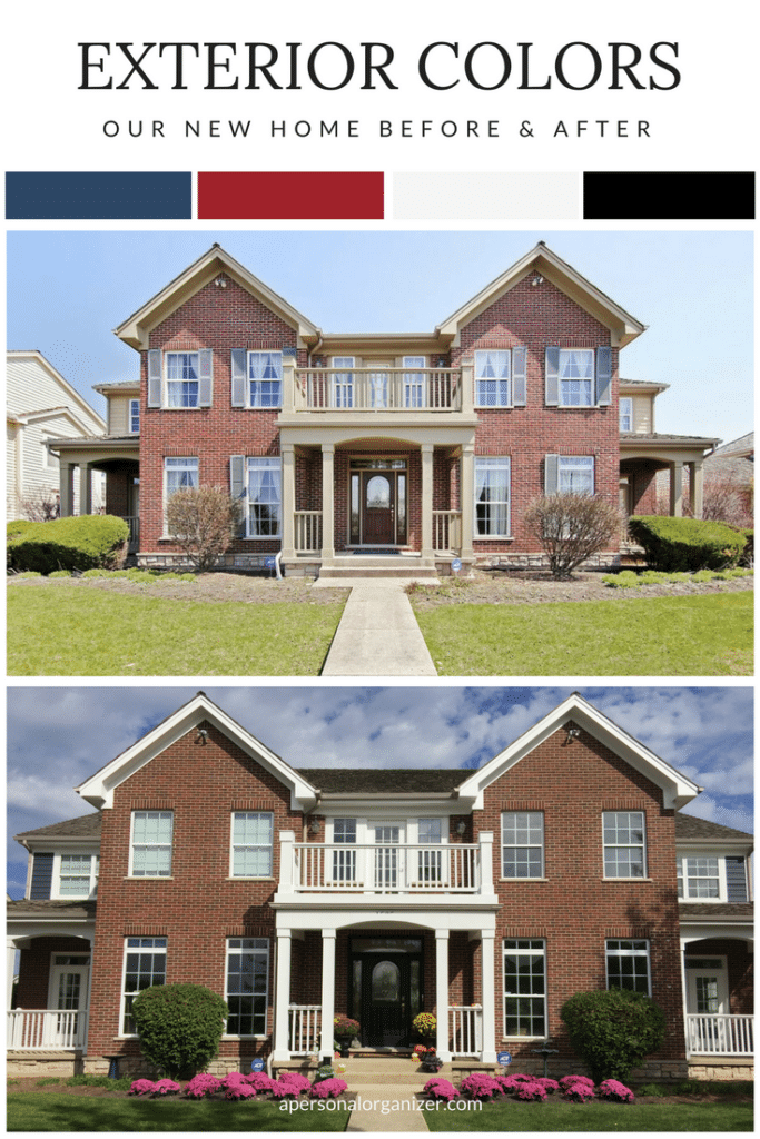 Brick home with brown trim and with white trim