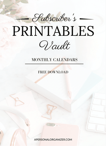 Printables Vault Monthly Calendar - A Personal Organizer