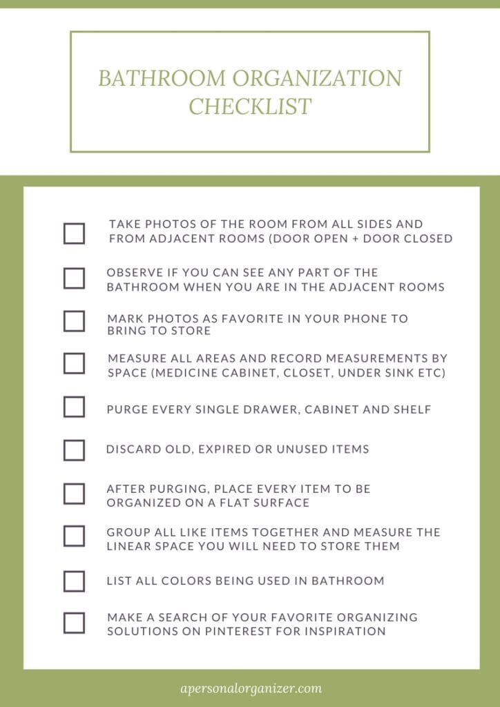 Bathroom Organization Checklist