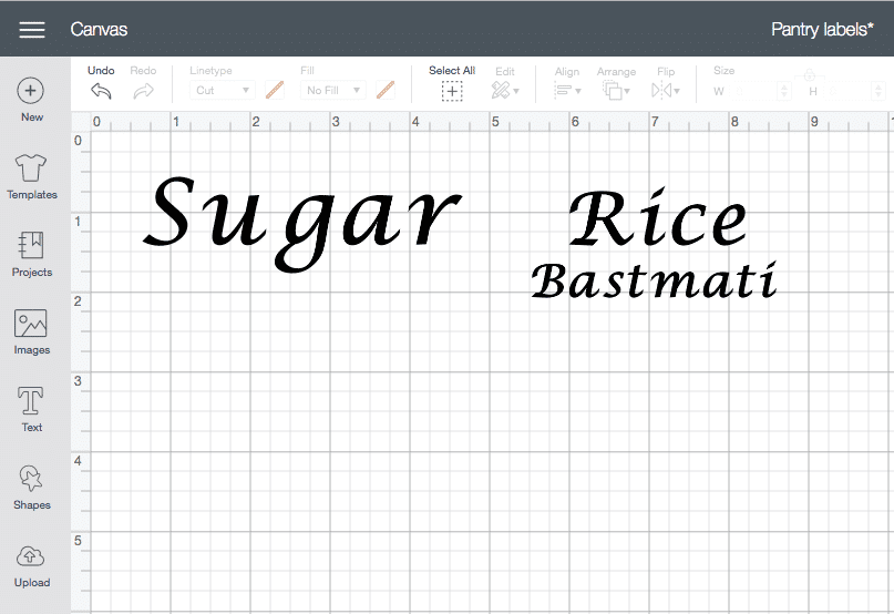 pantry labels with Cricut machine