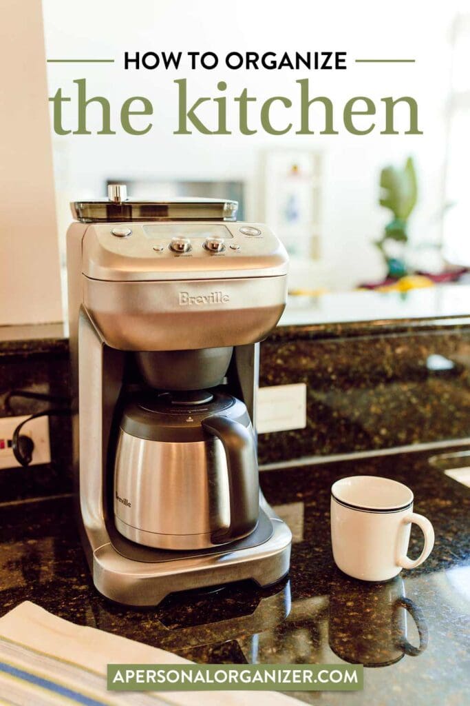coffee maker and coffee cup - kitchen organization